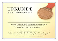 Urkunde mit Medaille in Bronze