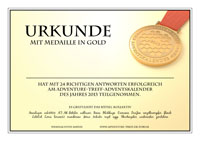 Urkunde mit Medaille in Gold