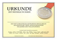Urkunde mit Medaille in Silber