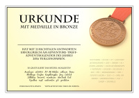 Urkunde mit Medaille in Bronze