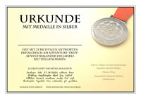 Urkunde mit Medaille in Silber